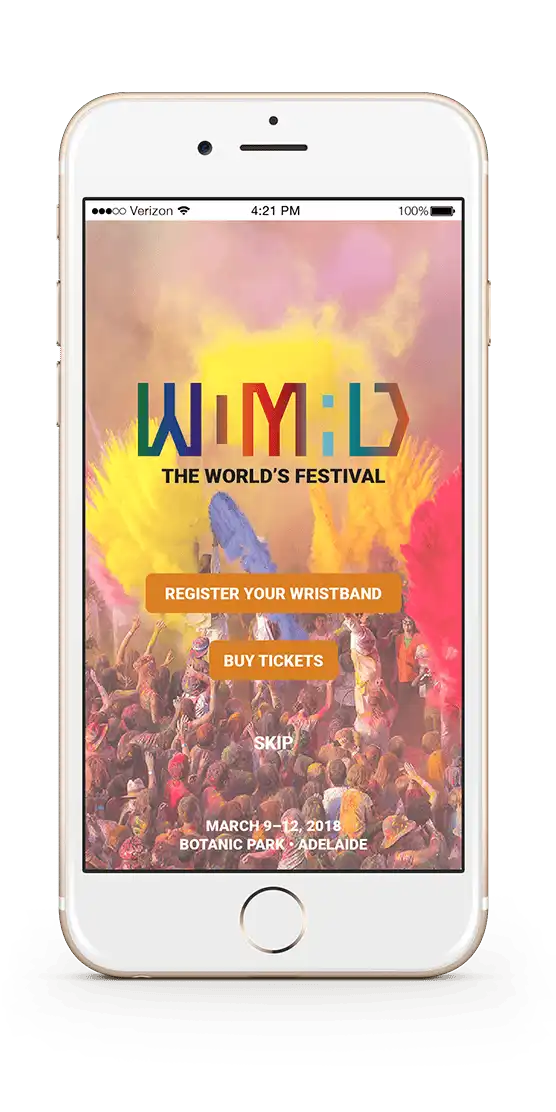 WOMAD Festival App - Registration Page